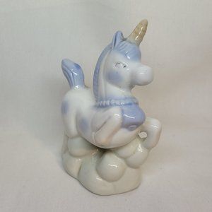 Porcelain White Unicorn Colorful Blue and White